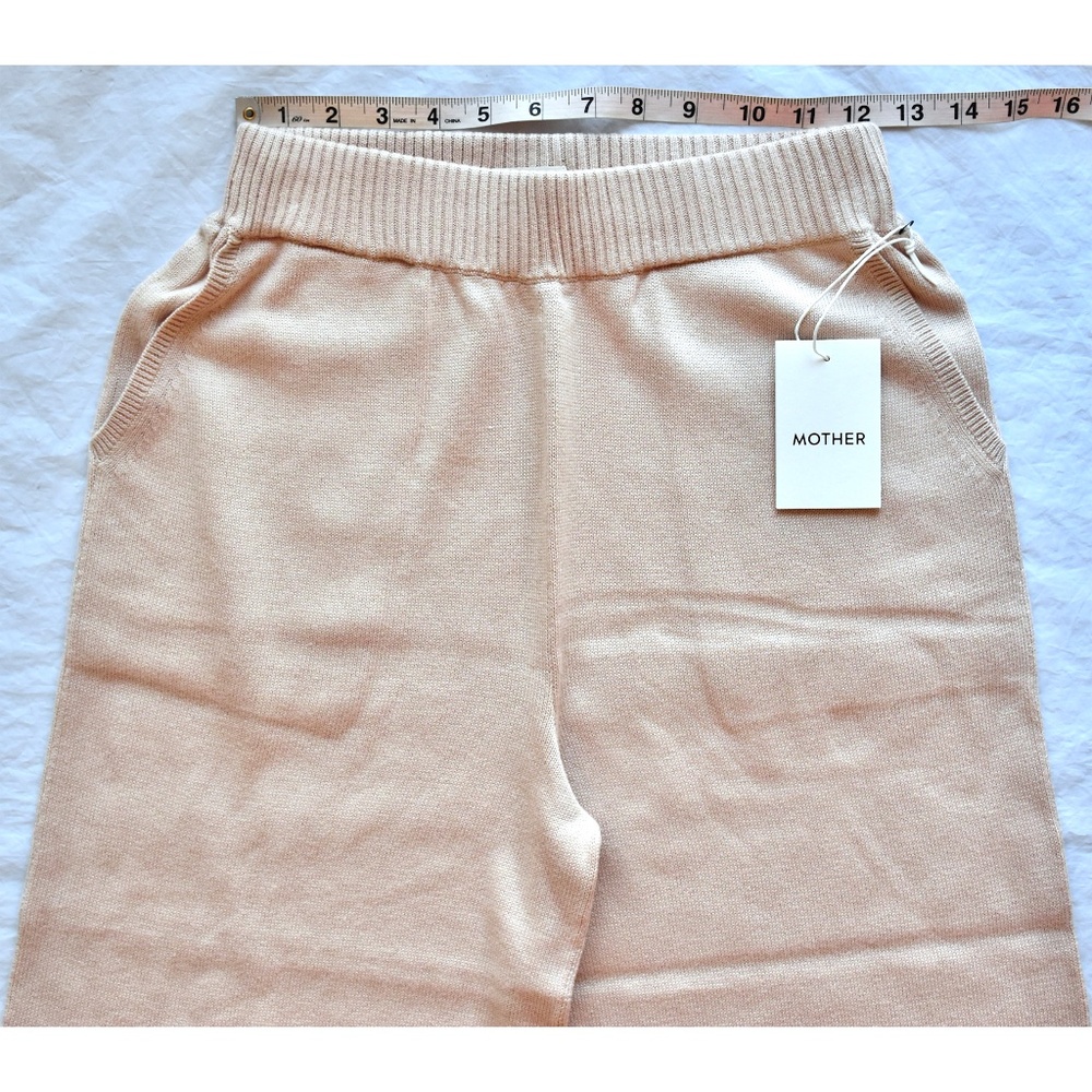MOTHER NWT THE ZESTY HOVER HIGH WAIST WIDE LEG KNIT BEIGE PANT. SIZE S - Picture 8 of 14